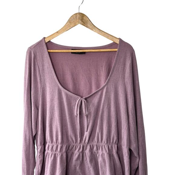 Lane Bryant Pink Classic Long-Sleeve Square-Neck With Keyhole Top Sz 22/24 - Picture 2 of 7